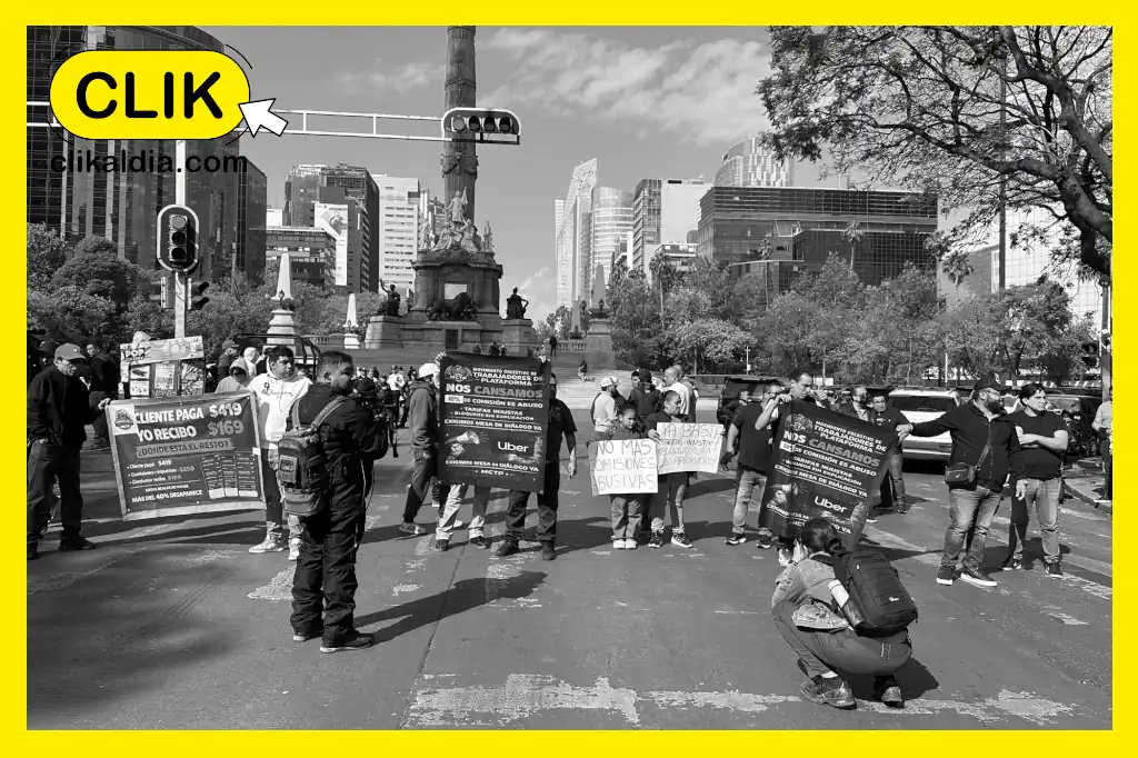 Conductores de plataformas colapsan Paseo de la Reforma con bloqueos y protestas 